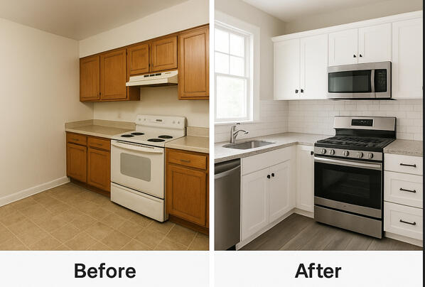 We do water-damage repair, flooring fixes, drywall patches, paint refreshes, biophilic touches, and much more!